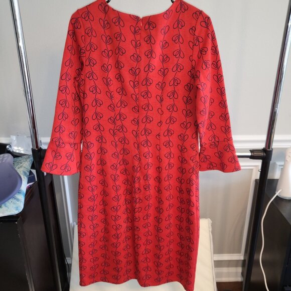 Boden Newlyn Jersey Jacquard Dress Cotton Blend Red & Navy Sz 8L - Picture 6 of 16